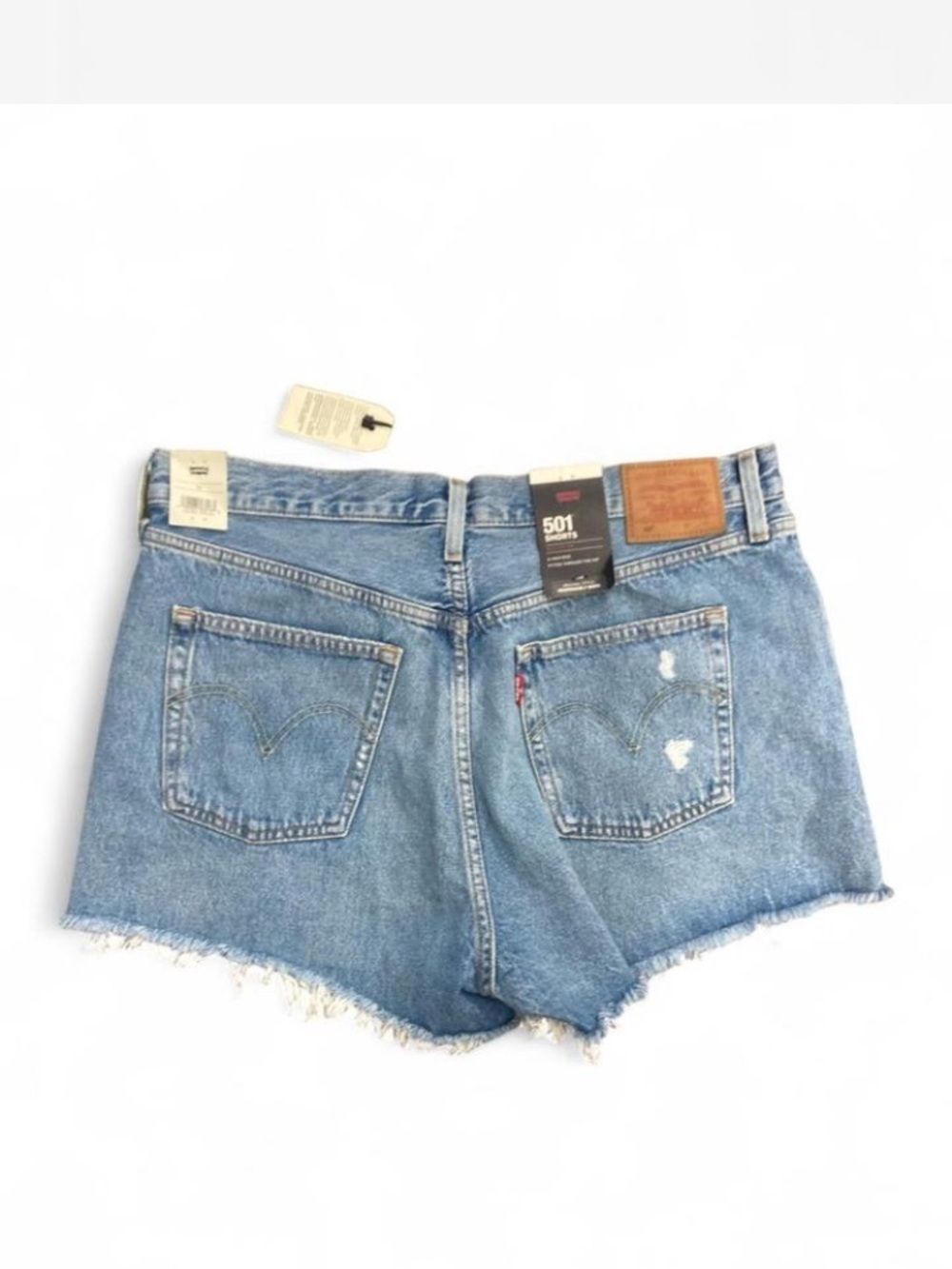 Levi's Light Blue Distressed Denim Cutoff Shorts high rise - Picture 3 of 6